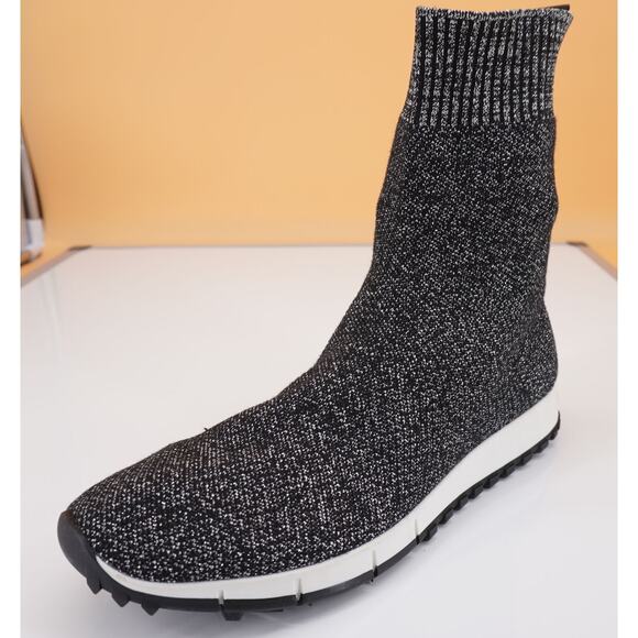 Jimmy Choo Norway Black Silver Lurex Sock Ankle Boot SZ 38 Sneaker Women's $850 - Picture 1 of 10